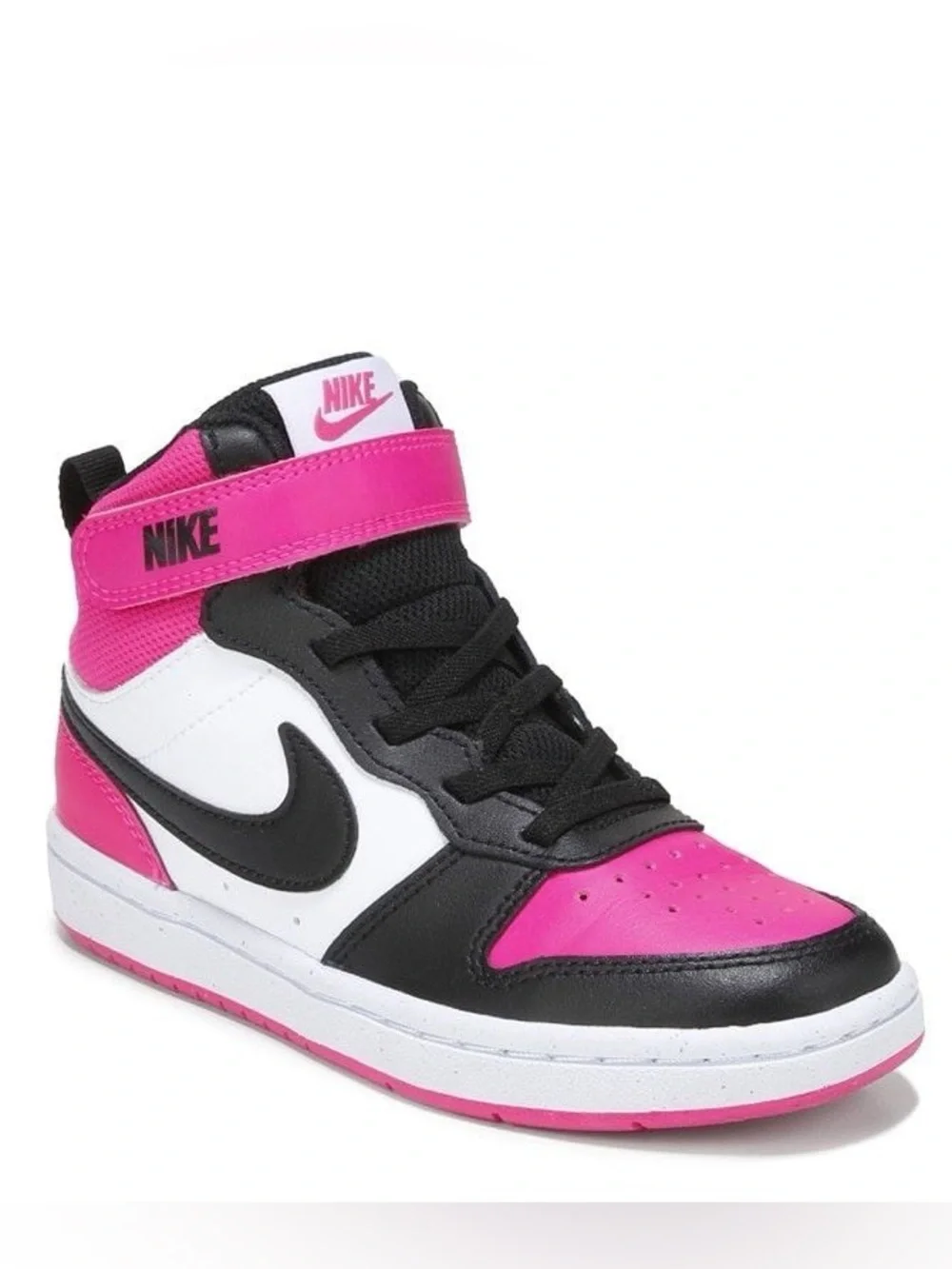 Nike Kids High-Top Sneaker in Pink, Black & White